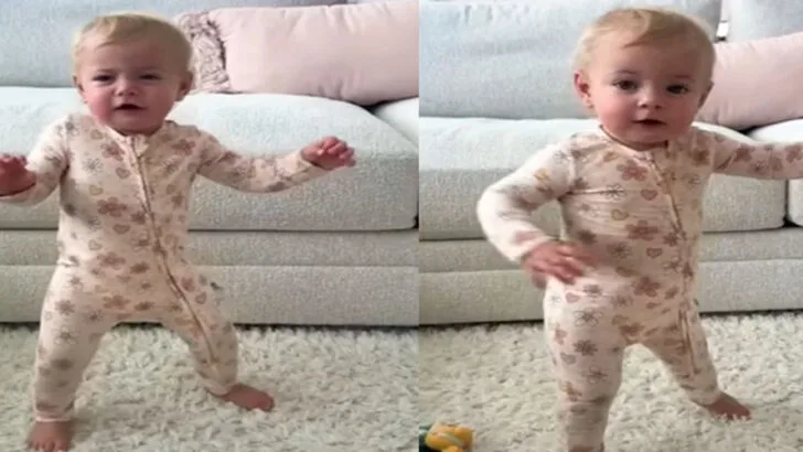 A Tiny 2-Year-Old Girl Takes Her First Dancing Steps