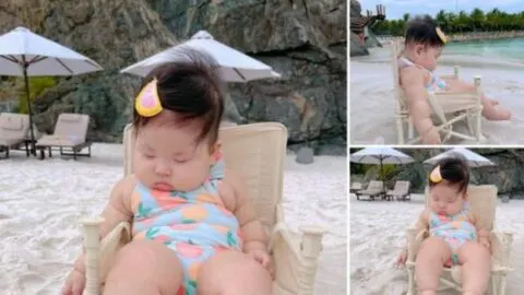 Magical Beach Adventure: The Delightful 7-Month-Old Baby Charms Everyone Even in the Cool Winds