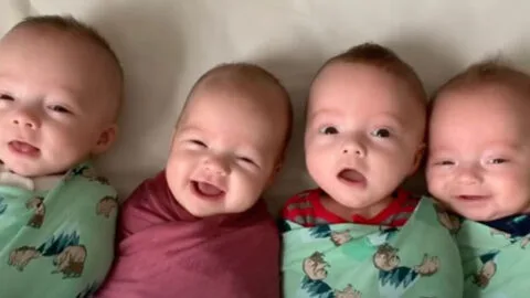 Quadruplet Babies Light Up the Room with Their Smiles and Adorable Cooing
