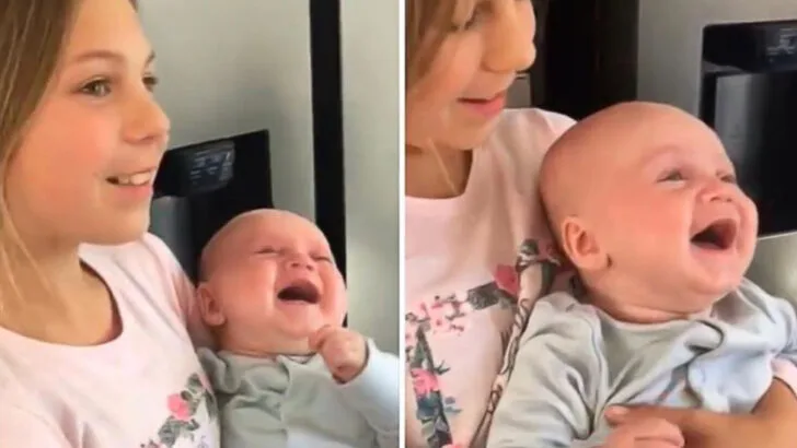 The baby bursts into uncontrollable laughter at an utterly random object