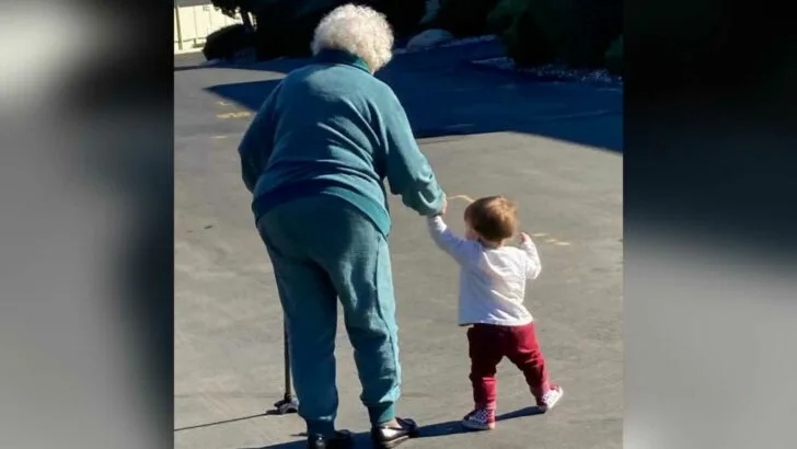 Cherishing a relation 90 years apart: She said: ‘I can’t believe how little he is!’