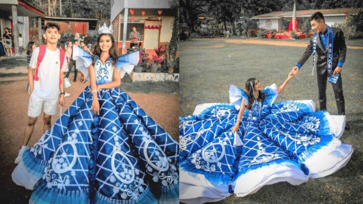 Brother Designs and Sews Prom Dress for Sister After Family Struggles Financially