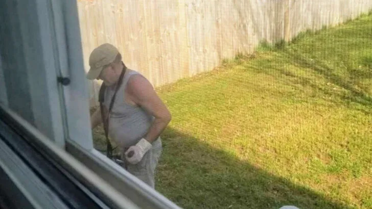 I opened the gate to drive my mower out, and there he was. Spinning donuts on my lawn.