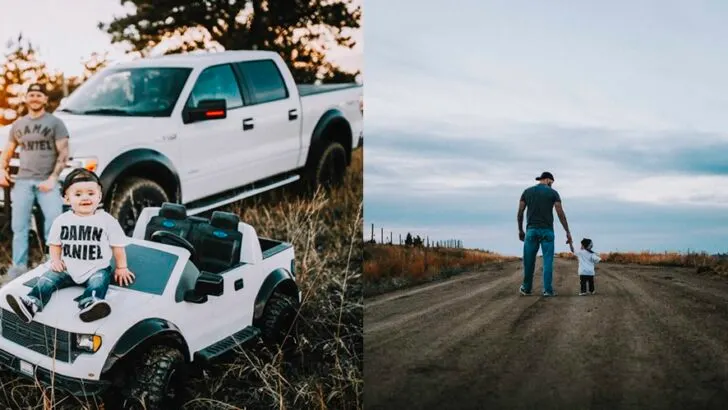 Country Boy Dad Shares Priceless Bond With Son in Matching Truck Photo Shoot Full of Love and Legacy