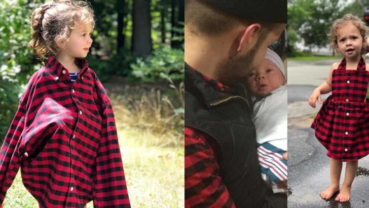 From Shirt to Memory: How a Father’s Flannel Was Transformed Into a Dress That Forever Honors the Day His Daughter Was Born