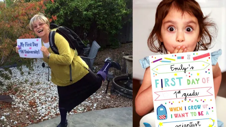 65-Year-Old Mom Fulfills Lifelong Dream, Starts University with Heartwarming Sign from Dad: “Never Too Late to Learn”