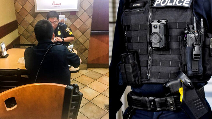 Marine Silently Stands Guard So Fort Worth Officers Can Eat in Peace: ‘Green Has Your 6’